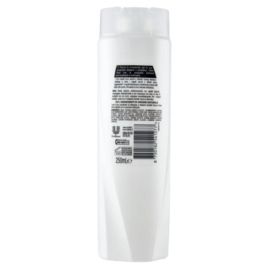 Sunsilk Shampoo 250ml - Cocco E Aloe Vera - Per Capelli Secchi E Sfibrati
