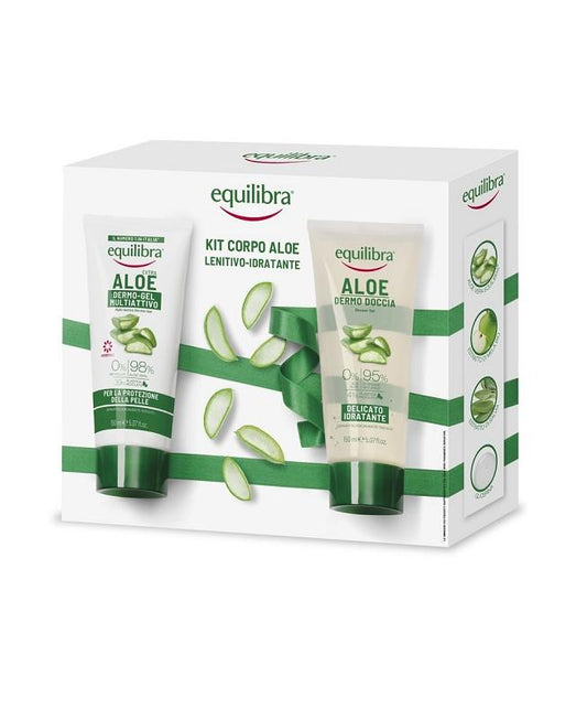 equilibra kit corpo aloe – coff dermo aloe lenitivo shampoo/doccia 150ml + burro corpo 150ml