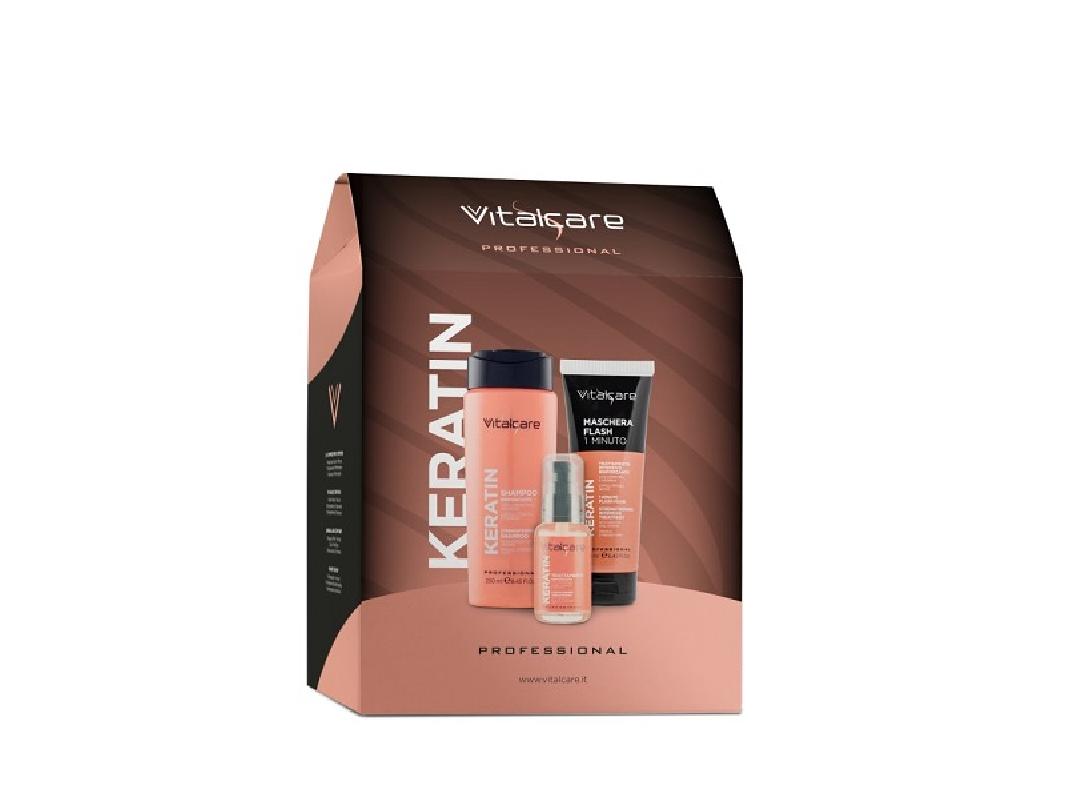 vitalcare professional coffret – keratin shampoo + maschera + trattamento rinforzante